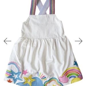 Lola and the Boys White Girls' Rainbow & Star Pinafore Dress